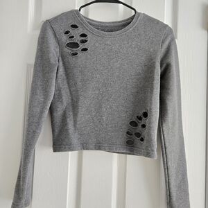 Alphalete Distressed Crop - Dark Grey - XS